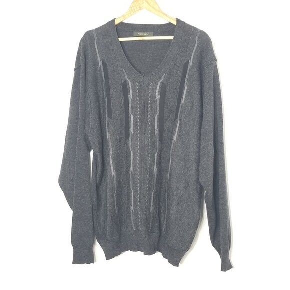 Vintage Pronto Uomo Retro Mens V-Neck Pullover Knitted Sweater Grandpa Cozy - Picture 1 of 8